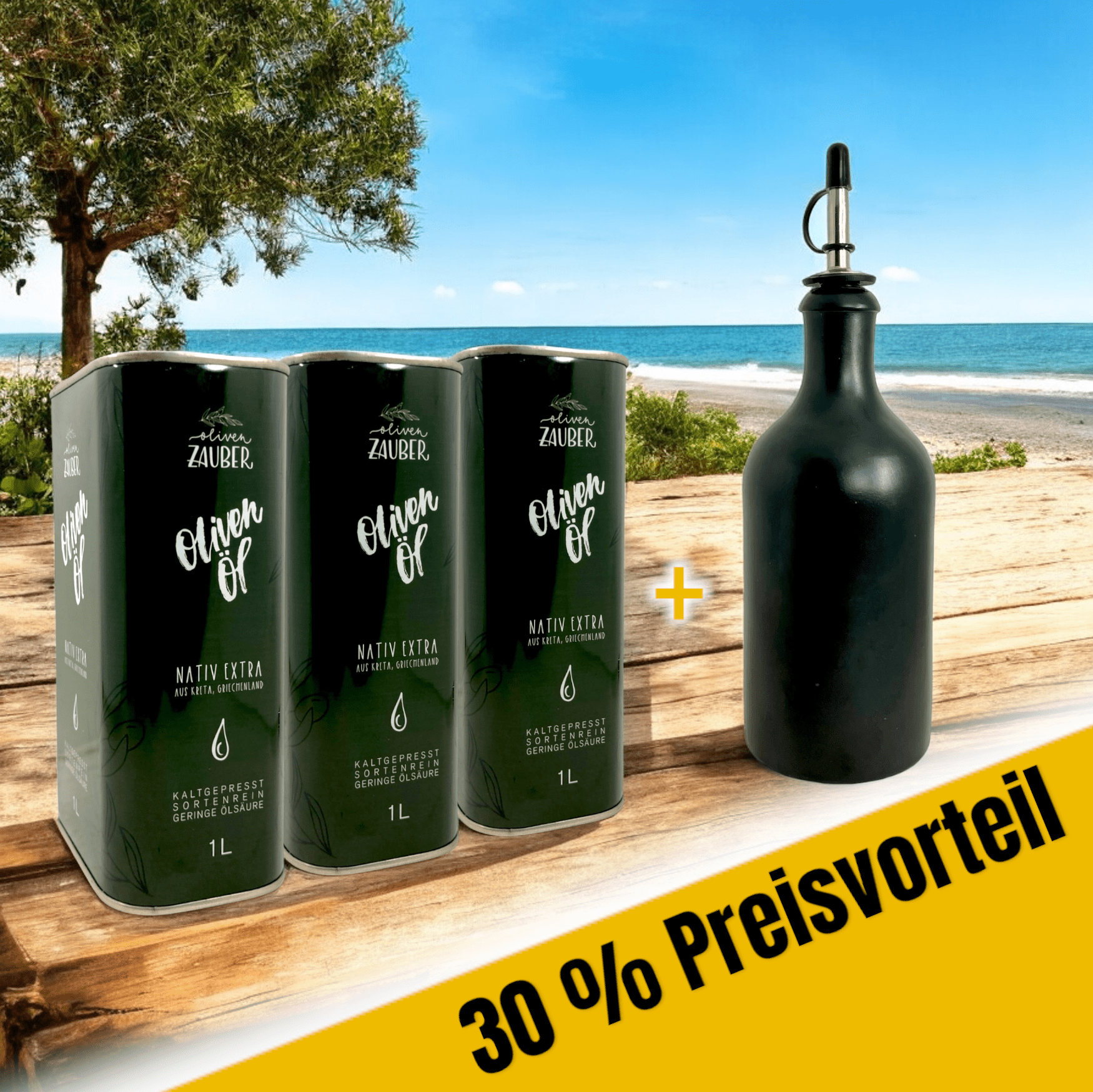 Aktionspaket 3 Liter Olivenöl mit Flasche - OlivenZauber - Olivenöl neu erleben