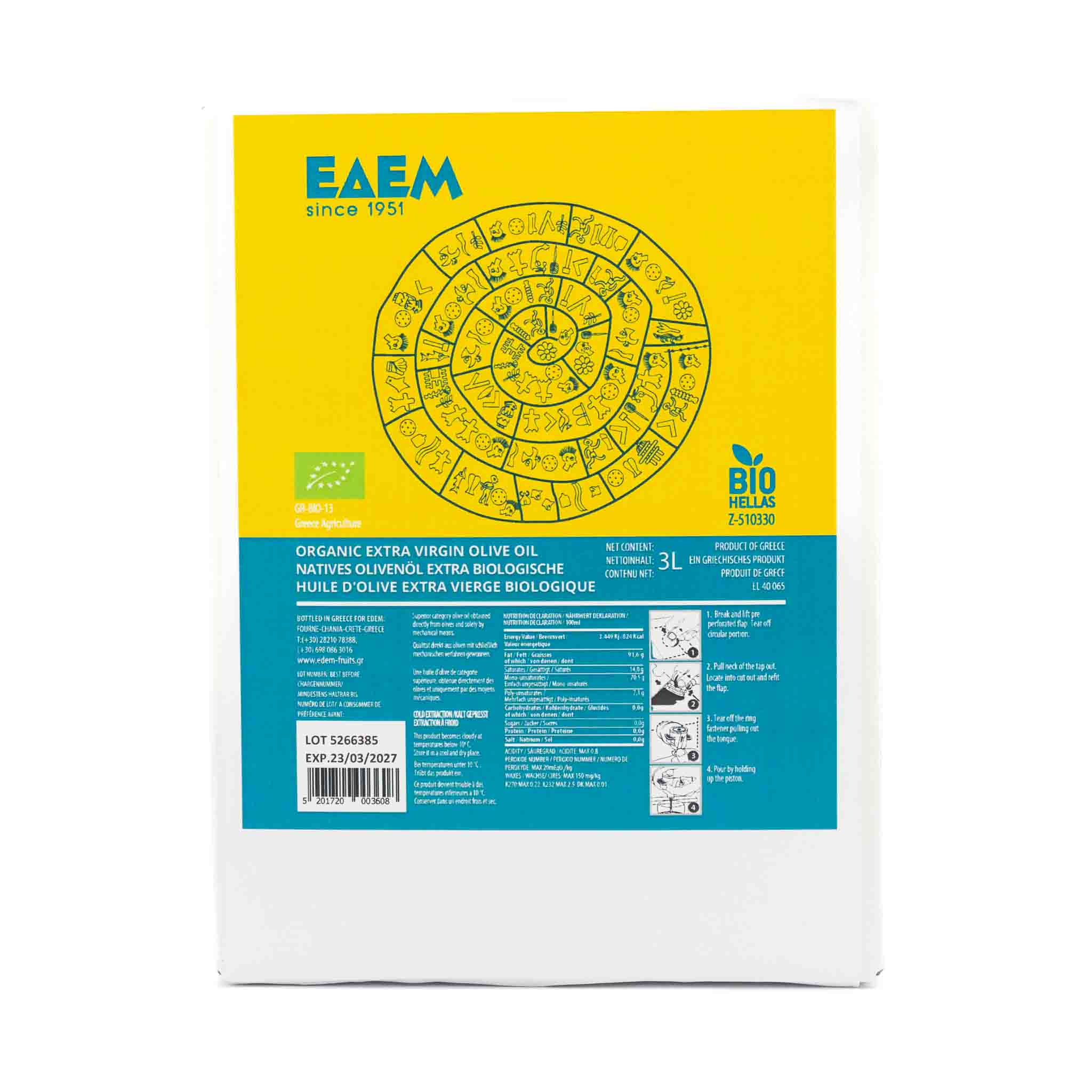 Bio Olivenöl nativ extra aus Kreta – 3 Liter Bag - in - Box - OlivenZauber - Olivenöl neu erleben