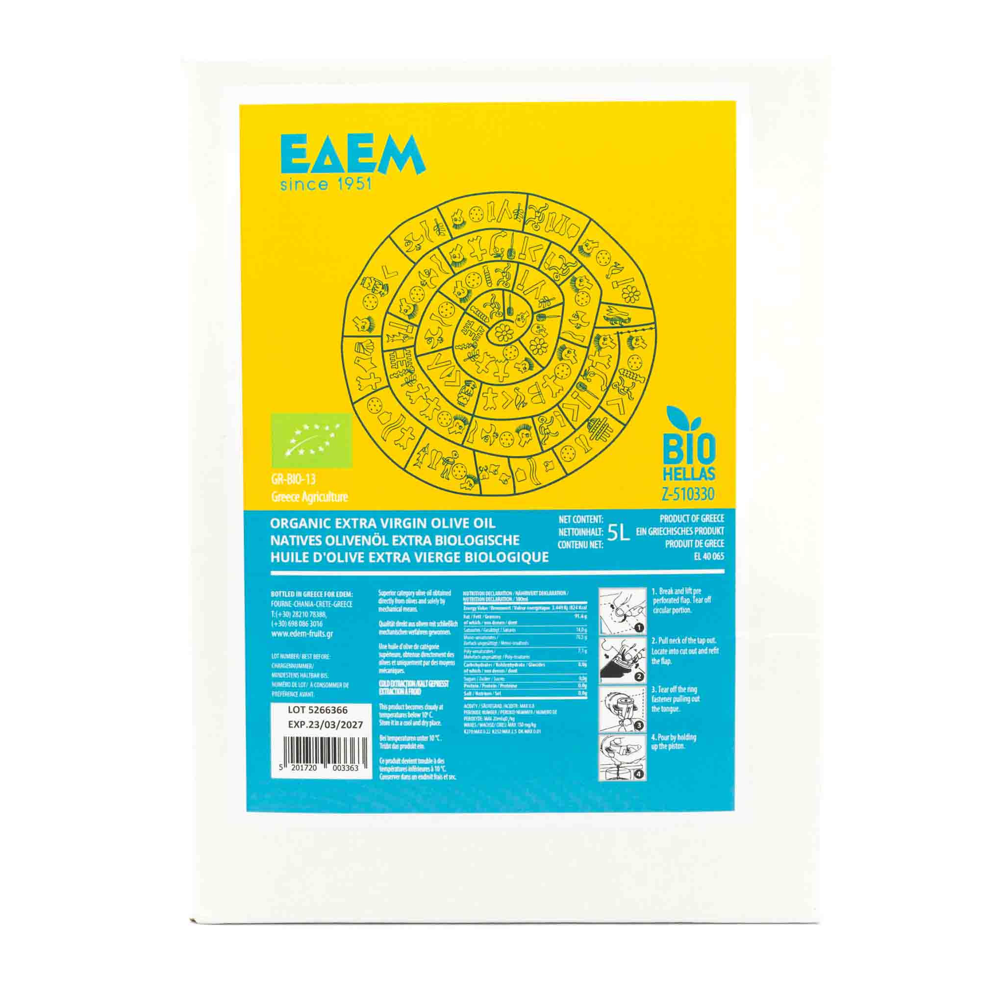 Bio Olivenöl nativ extra aus Kreta – 5 Liter Bag - in - Box - OlivenZauber - Olivenöl neu erleben