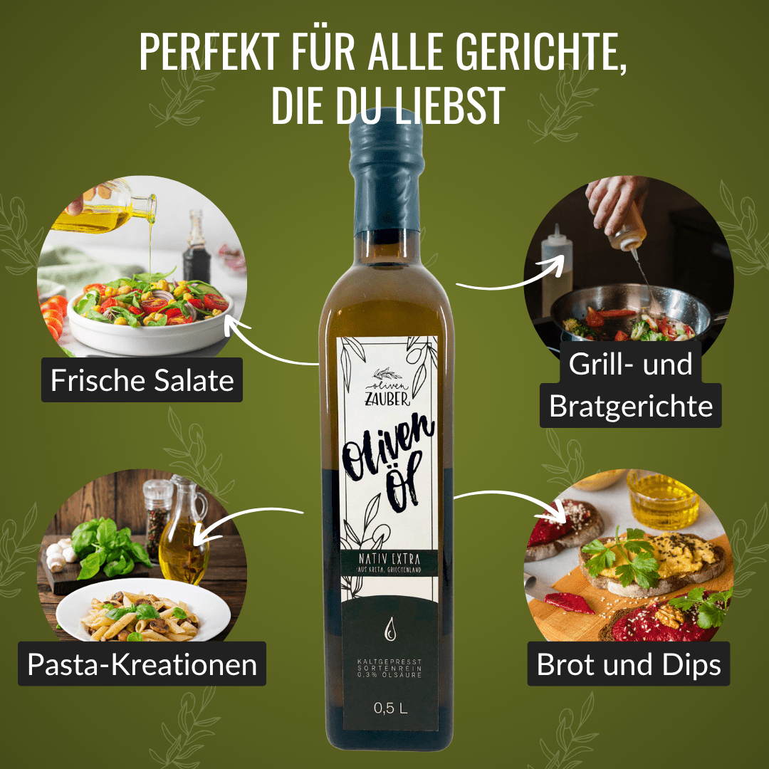 Griechisches Olivenöl nativ extra aus Kreta – 500ml Flasche - OlivenZauber - Olivenöl neu erleben