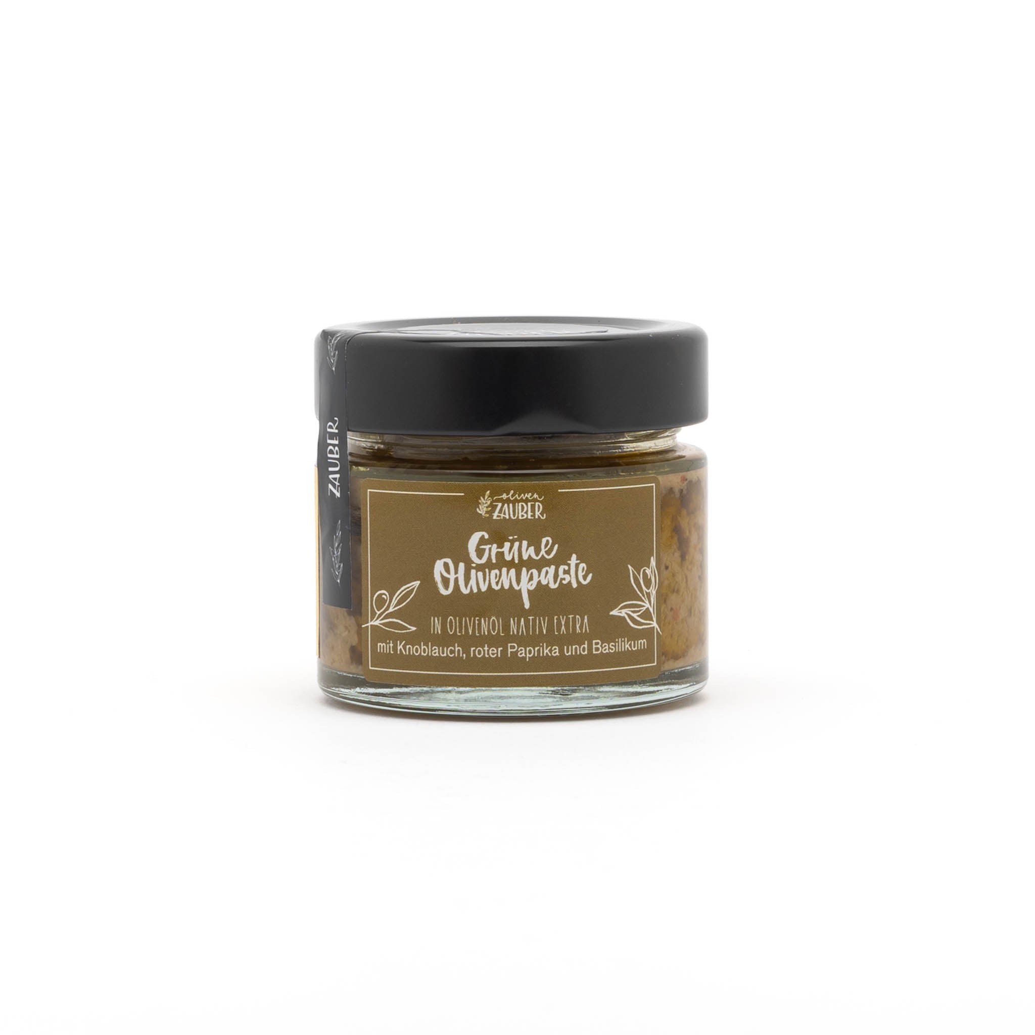 Grüne Olivenpaste mit Knoblauch und extra - nativem Olivenöl - OlivenZauber - Olivenöl neu erleben