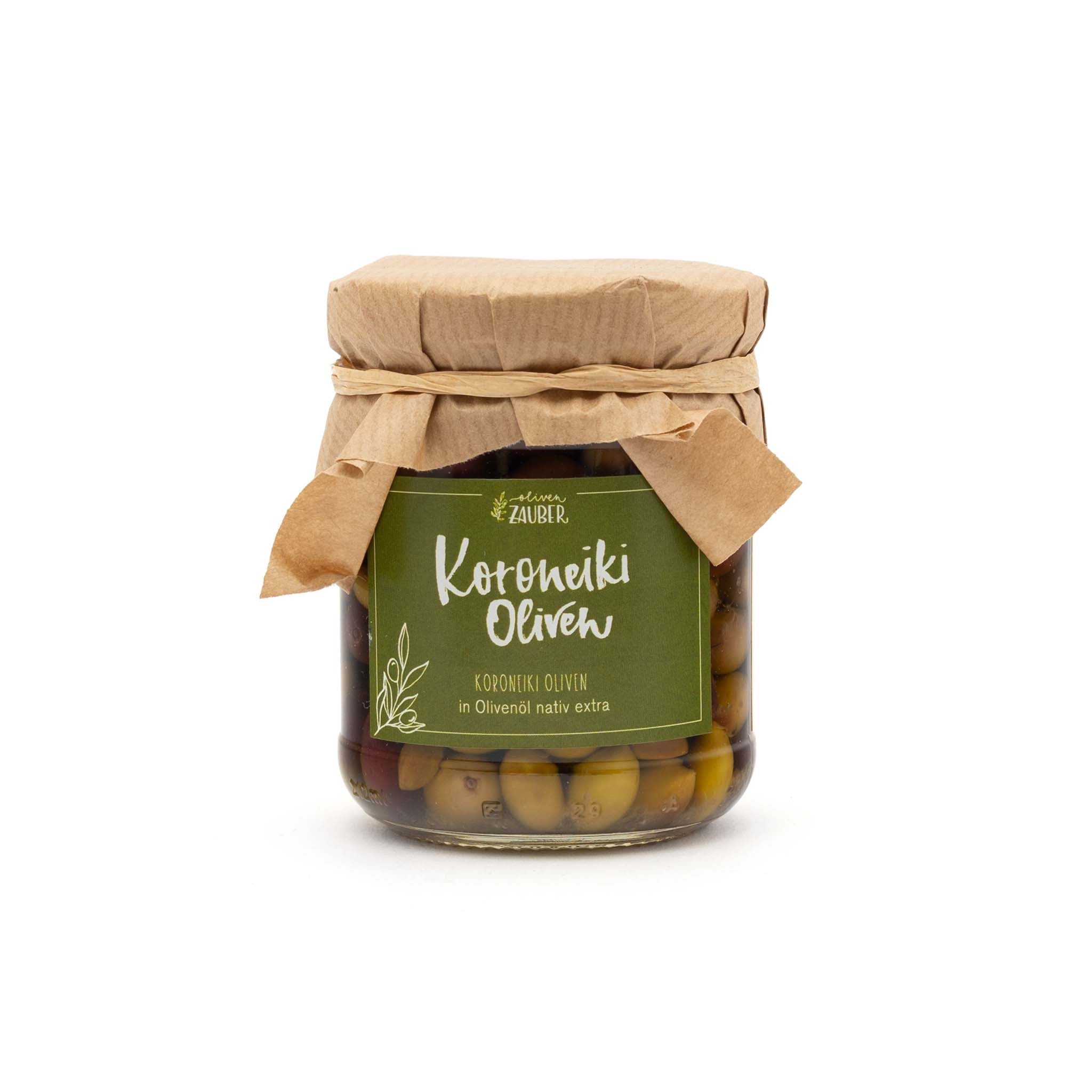 Koroneiki Oliven in extra - nativem Olivenöl eingelegt - OlivenZauber - Olivenöl neu erleben