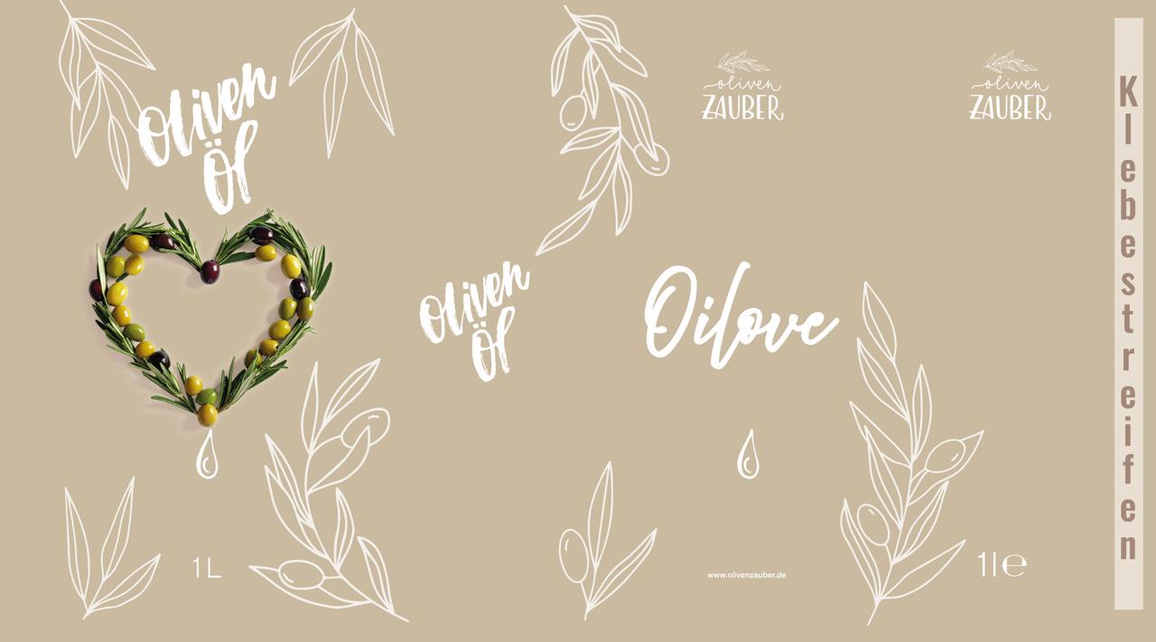 Papierbanderole "Oilove" - OlivenZauber - Olivenöl neu erleben