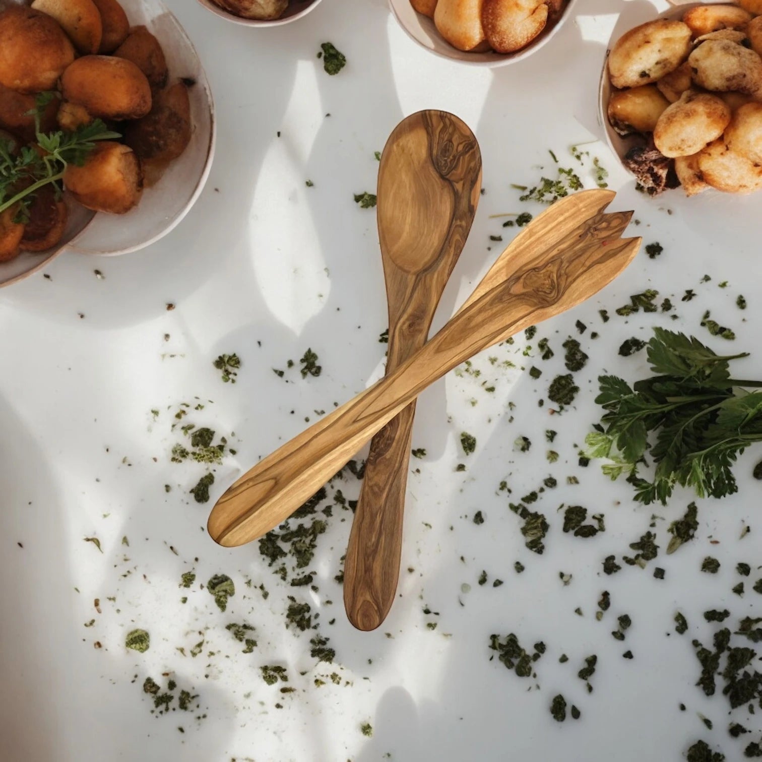 Salatbesteck aus Olivenholz - OlivenZauber - Olivenöl neu erleben