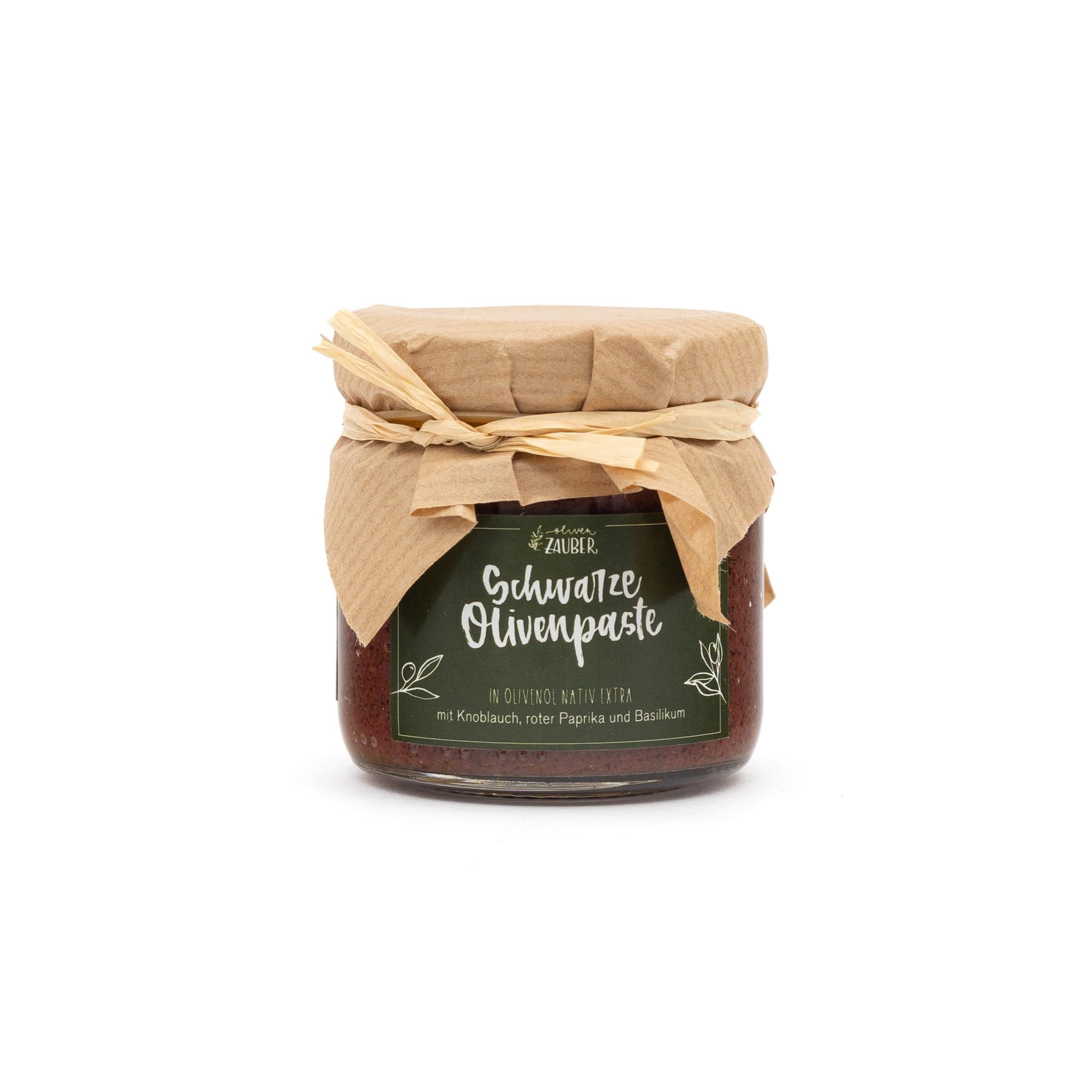 Schwarze Olivenpaste mit Knoblauch und extra - nativem Olivenöl - OlivenZauber - Olivenöl neu erleben