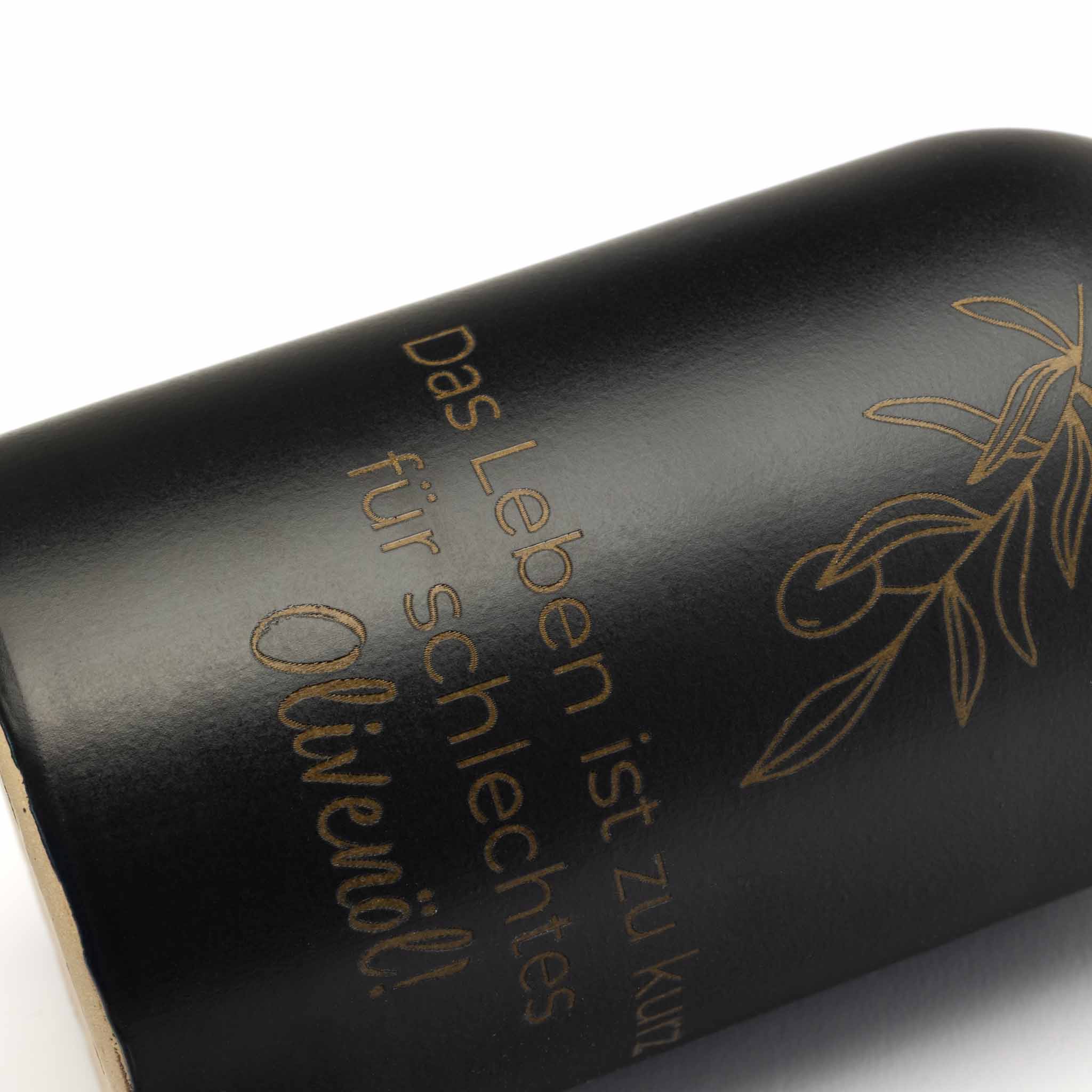Tonflasche "Das Leben ist zu kurz..." - OlivenZauber - Olivenöl neu erleben