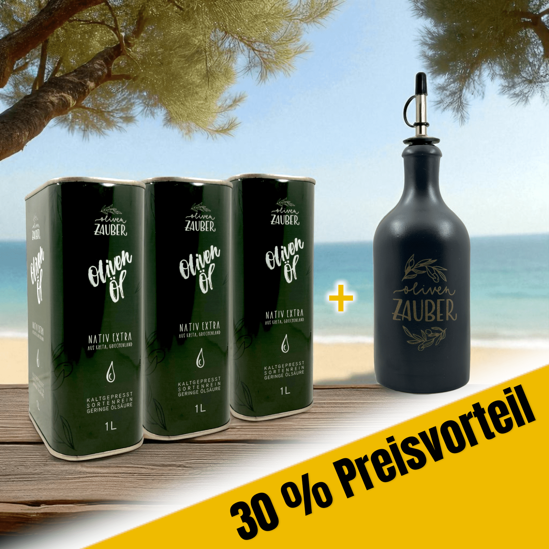 Aktionspaket 3 Liter Olivenöl mit Flasche - OlivenZauber - Olivenöl neu erleben