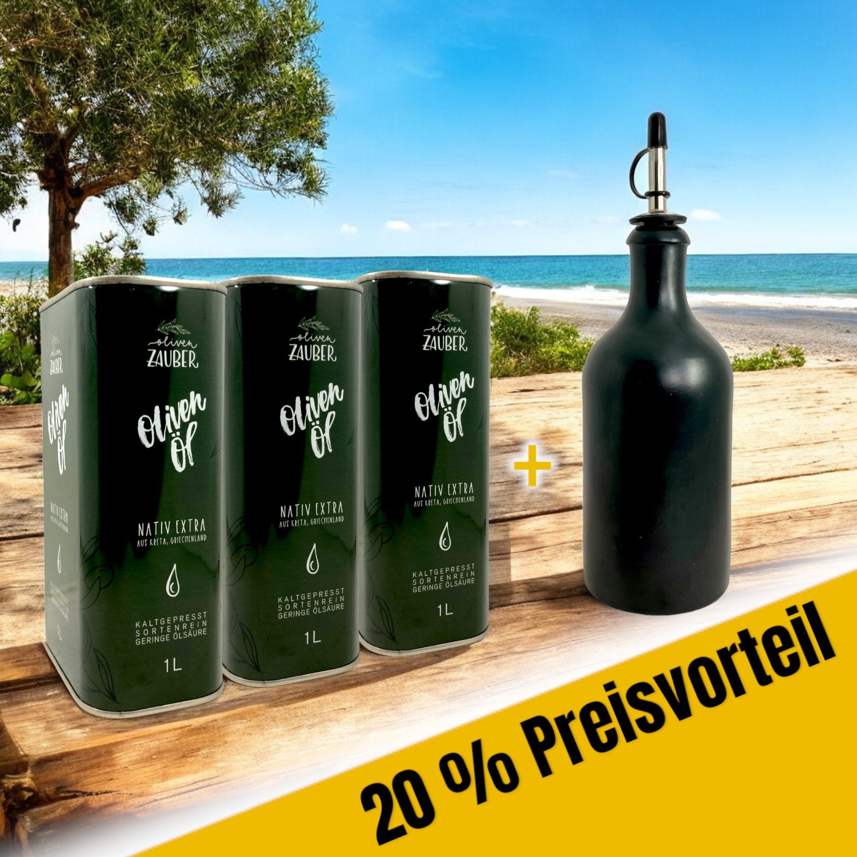 Aktionspaket 3 Liter Olivenöl mit Flasche - OlivenZauber - Olivenöl neu erleben