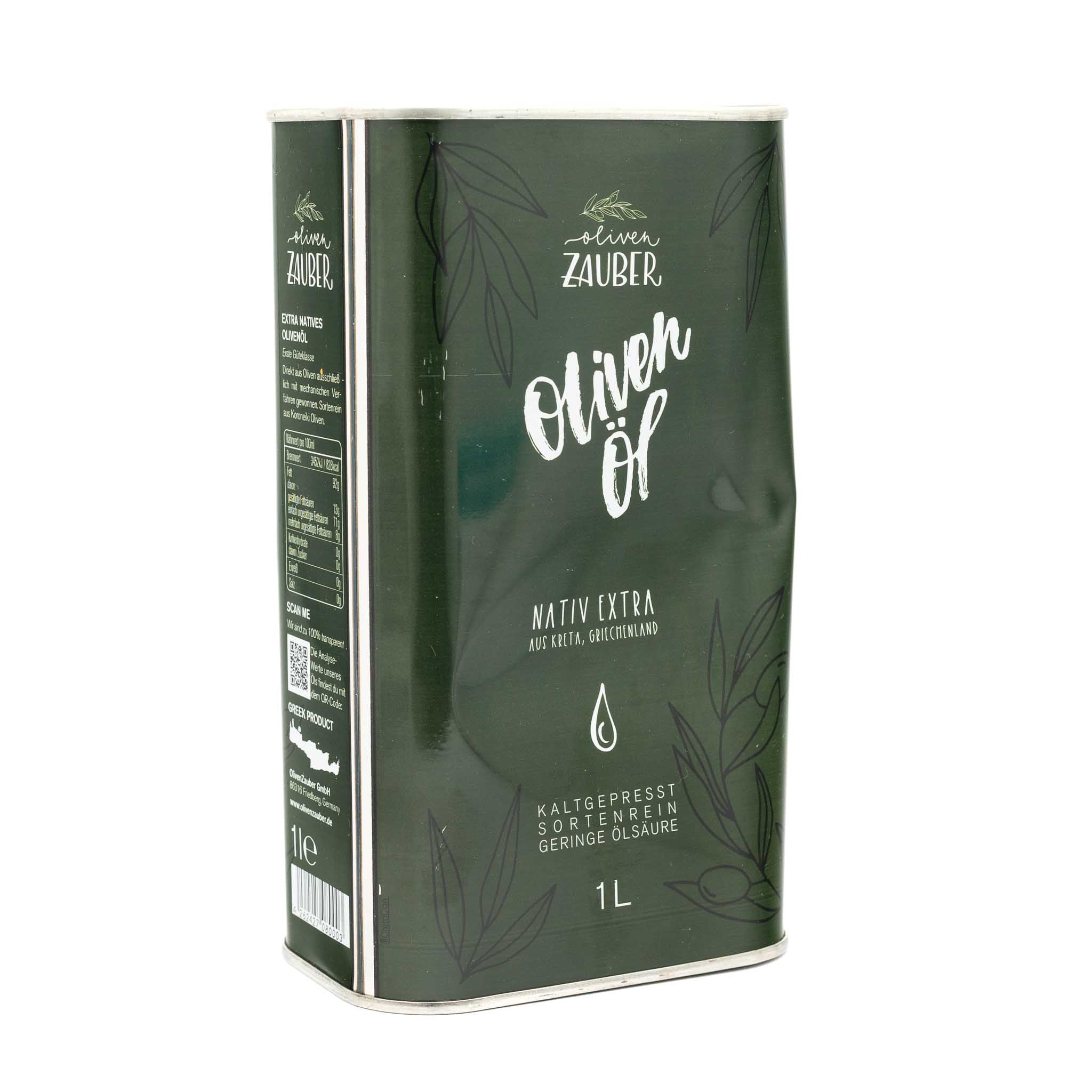 Griechisches Olivenöl nativ extra aus Kreta – 1000ml Dose - Dellendose - OlivenZauber - Olivenöl neu erleben