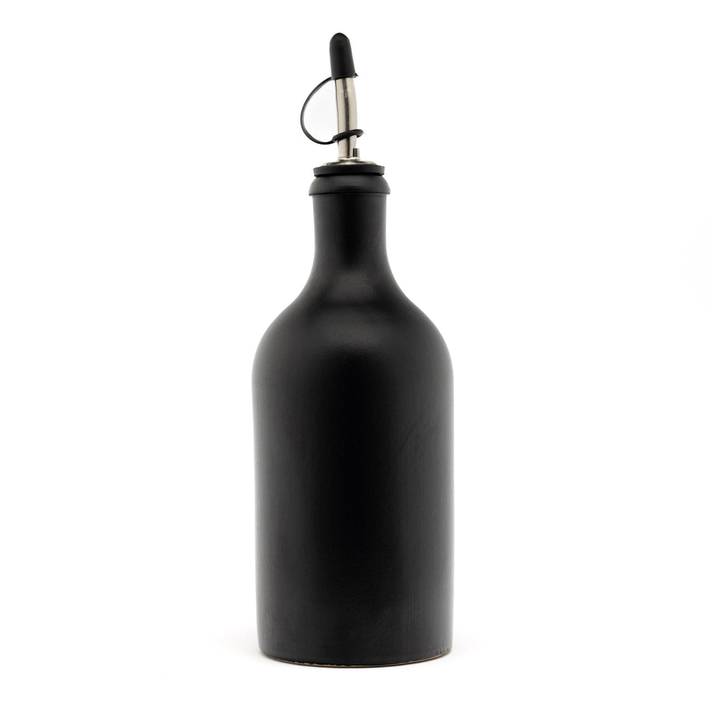 Hochwertige Tonflasche mit Edelstahl-Ausgießer für Olivenöl