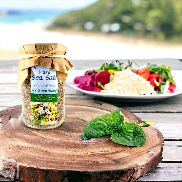 Natürliches Meersalz aus Kreta mit Kräutern für griechischen Salat – 200 g - OlivenZauber - Olivenöl neu erleben