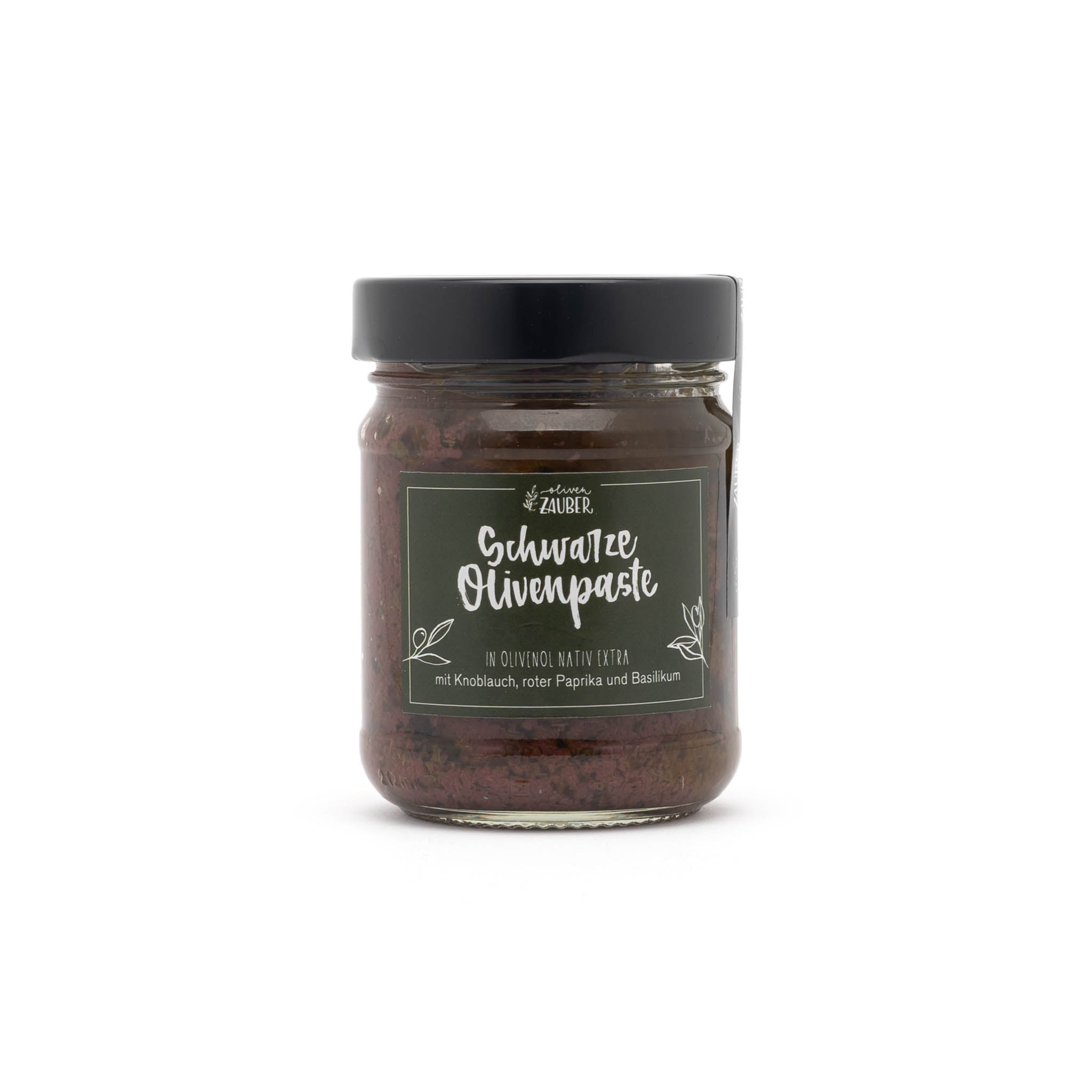 Schwarze Olivenpaste mit Knoblauch und extra - nativem Olivenöl - OlivenZauber - Olivenöl neu erleben