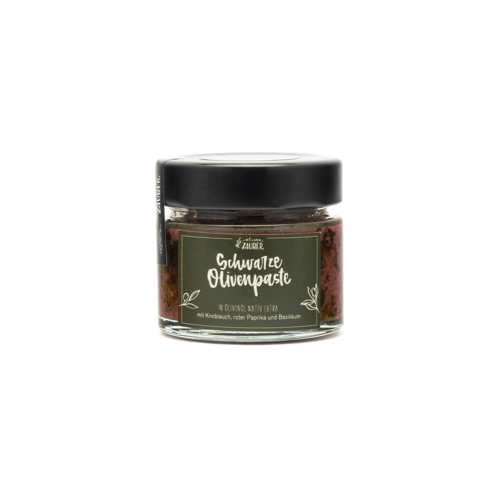 Schwarze Olivenpaste mit Knoblauch und extra-nativem Olivenöl - OlivenZauber - Olivenöl neu erleben
