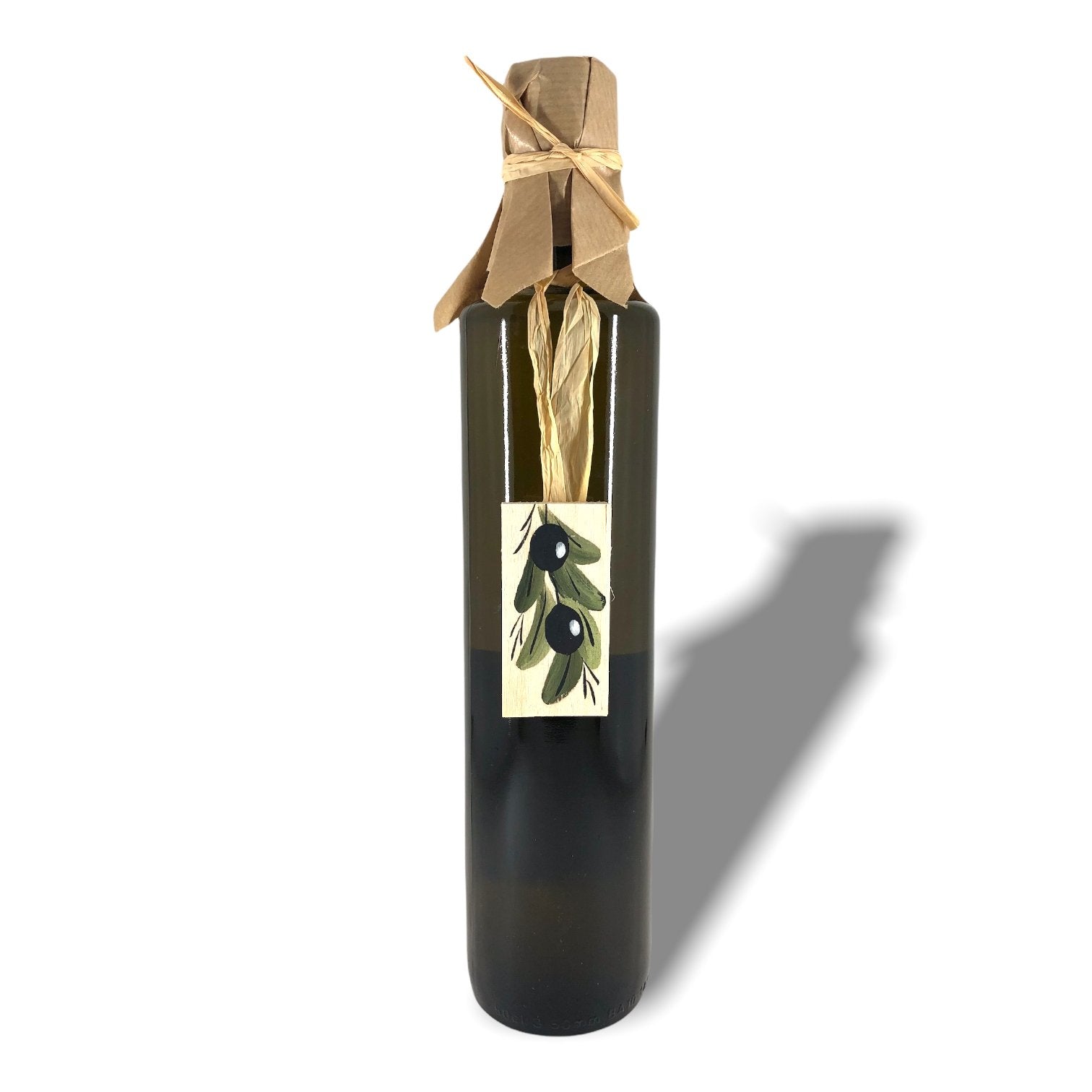 Griechisches Olivenöl nativ extra - 500ml Geschenkflasche mit Holztafel - OlivenZauber - Olivenöl neu erleben