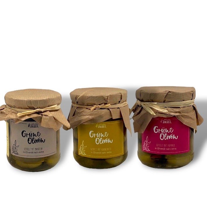 Probierpaket Gefüllte Oliven in Olivenöl von Kreta - OlivenZauber - Olivenöl neu erleben